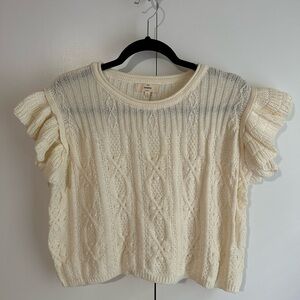 Ruffled shoulder sweater top